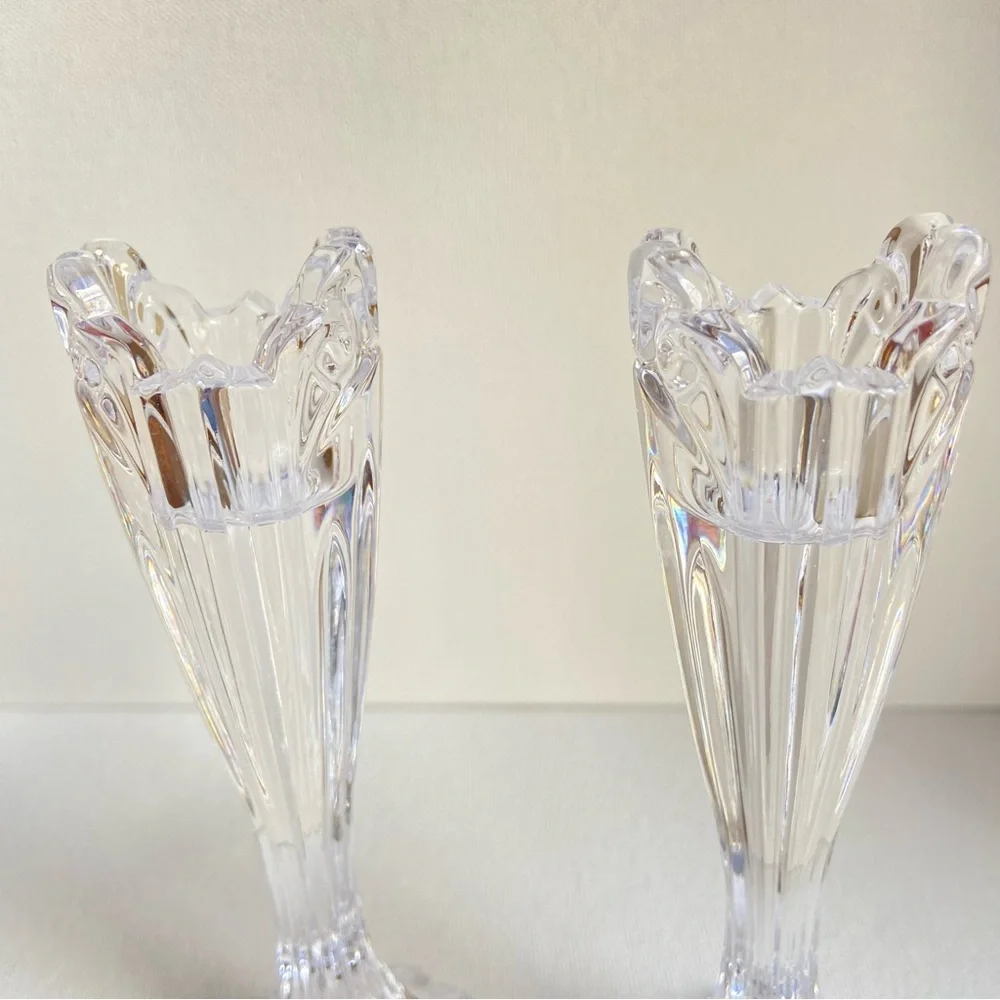 Oneida Crystal Augustina clear fluted candlesticks candle holders for tapers